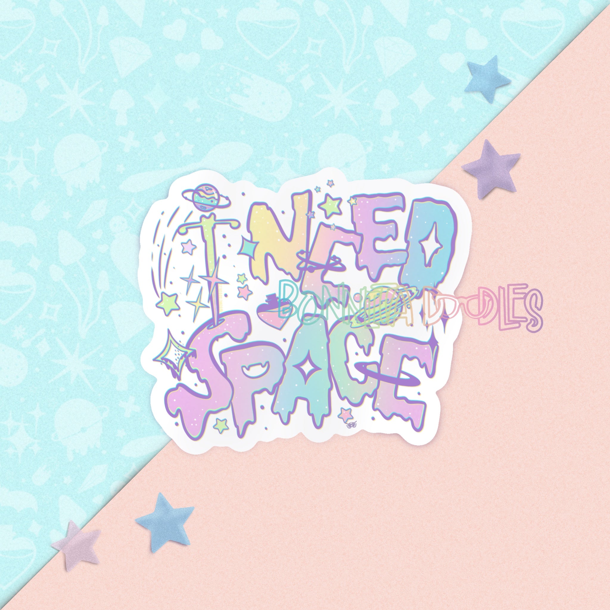 I need space | Matt Vinyl sticker – Bonnita Doodles