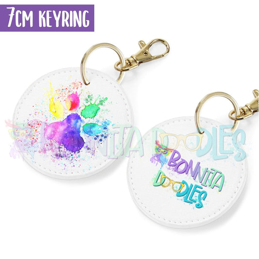 Watercolour Rainbow paw keychain