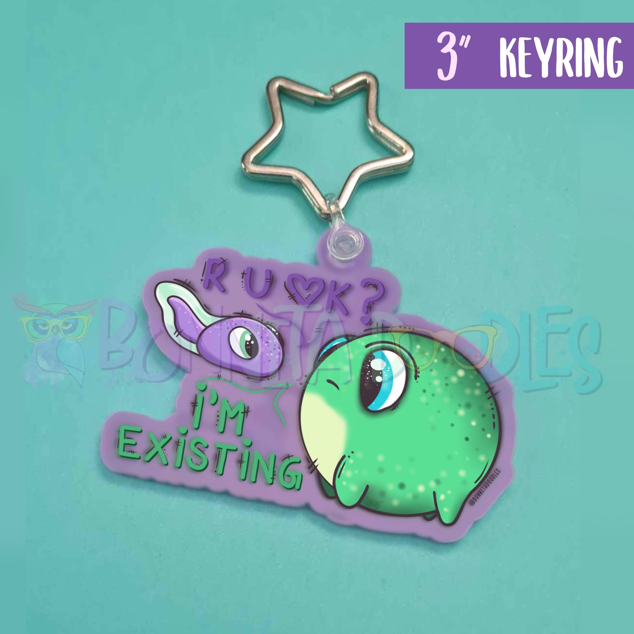 R u ok, I exist Frog & Tadpole keychain