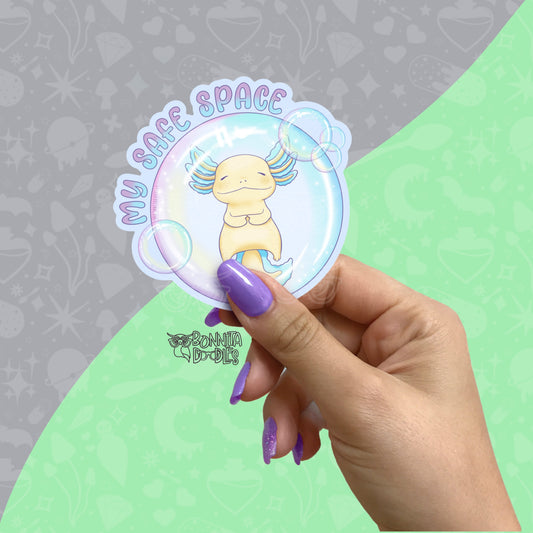Safe space axolotl - Matt vinyl stickers