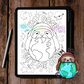 I'm done get me off colouring sheet on an ipad, with a sloth hugging the world exhausted, fatigued and chronically ill colouring 