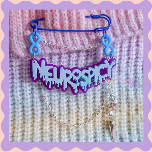 Purple & Blue | Neurospicy | Handmade 75mm Blue pin