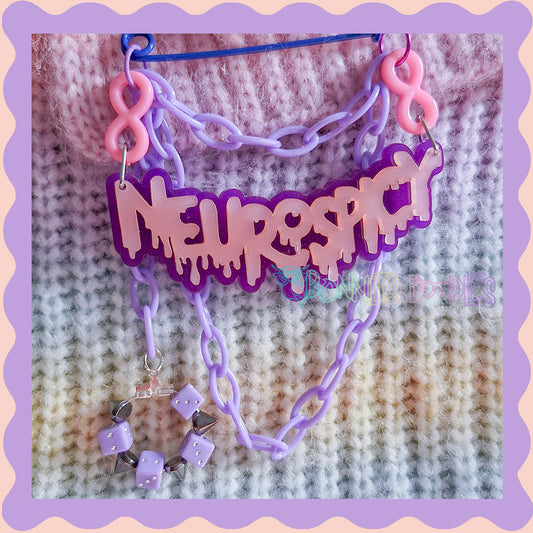 Purple & Blue | Neurospicy | Handmade 75mm Blue pin