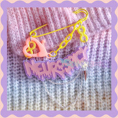 Purple, Pink & Yellow | Neurospicy | Handmade 75mm Yellow pin