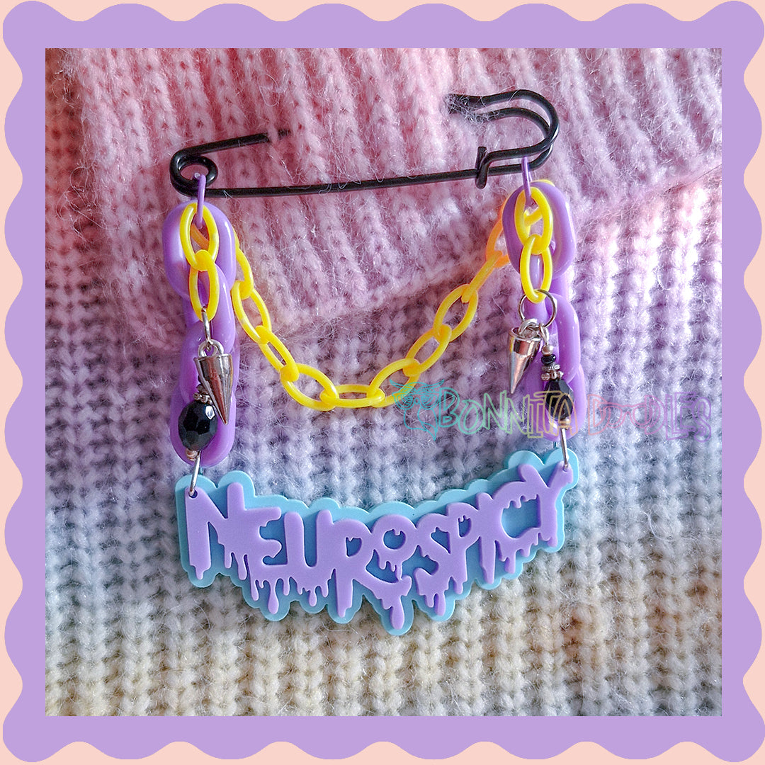 Purple & Blue | Neurospicy | Handmade 75mm Black pin