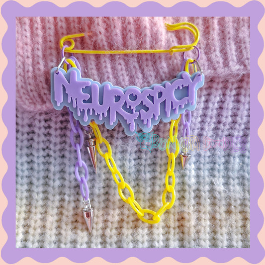 Purple & Yellow | Neurospicy | Handmade 75mm Yellow pin