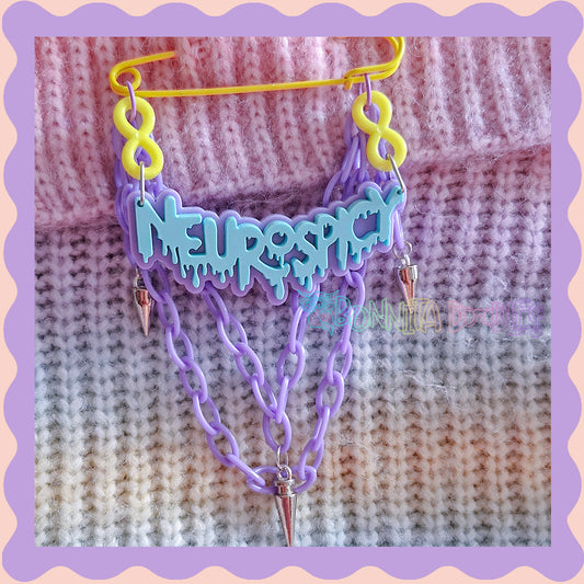 Purple & Blue | Neurospicy | Handmade 75mm Yellow pin