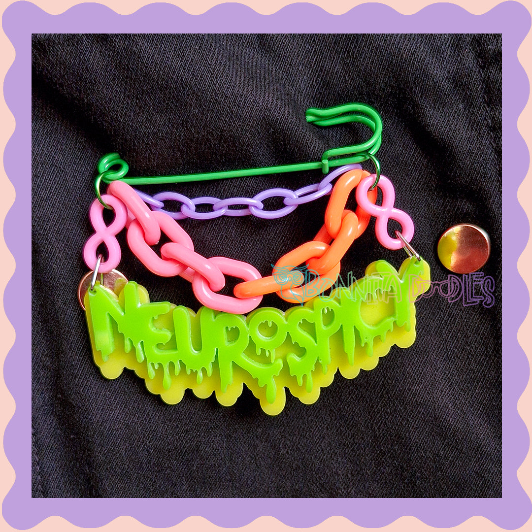 Neon Green | Neurospicy | Handmade 75mm green pin