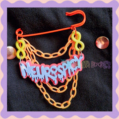 Blue & Orange | Neurospicy | Handmade 75mm Orange pin