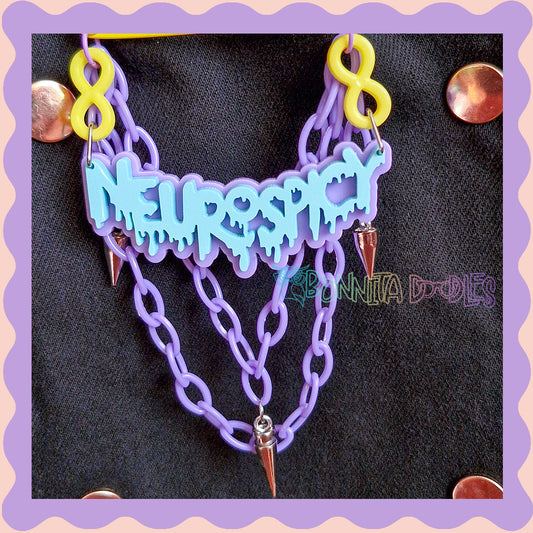Purple & Blue | Neurospicy | Handmade 75mm Yellow pin