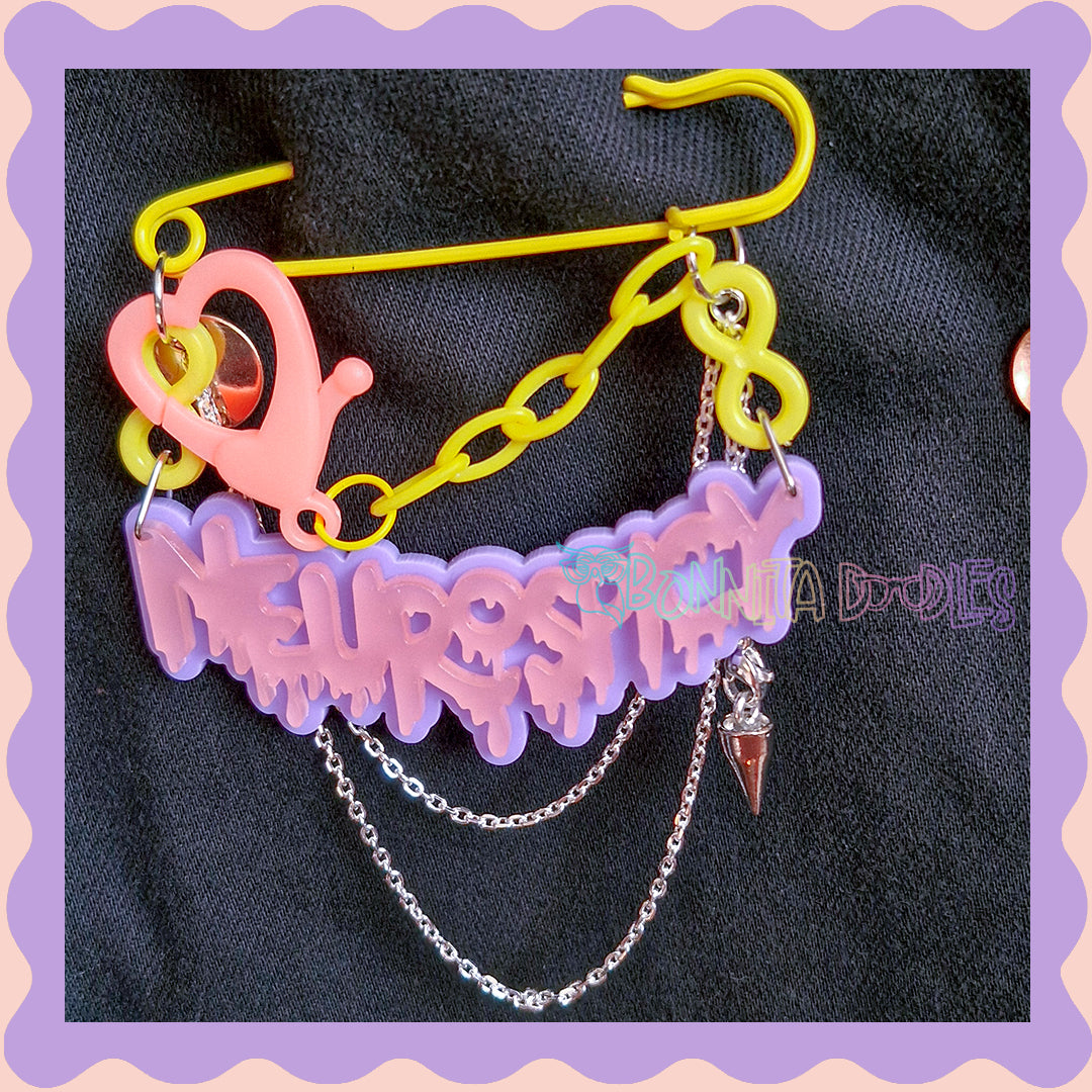 Purple, Pink & Yellow | Neurospicy | Handmade 75mm Yellow pin