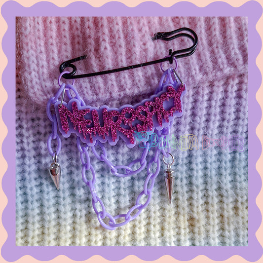 Purple Glitter | Neurospicy | Handmade 75mm black pin