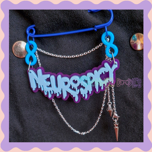 Purple & Blue | Neurospicy | Handmade 75mm Blue pin