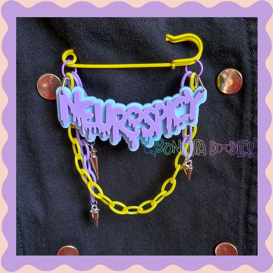 Purple & Yellow | Neurospicy | Handmade 75mm Yellow pin