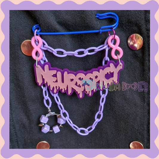 Purple & Blue | Neurospicy | Handmade 75mm Blue pin