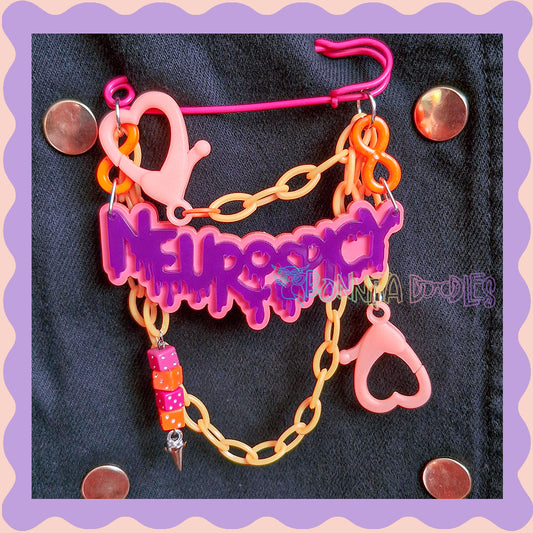 Orange & Purple | Neurospicy | Handmade 75mm Orange pin