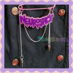 Purple & Pink Glitter | Neurospicy | Handmade 75mm pink pin