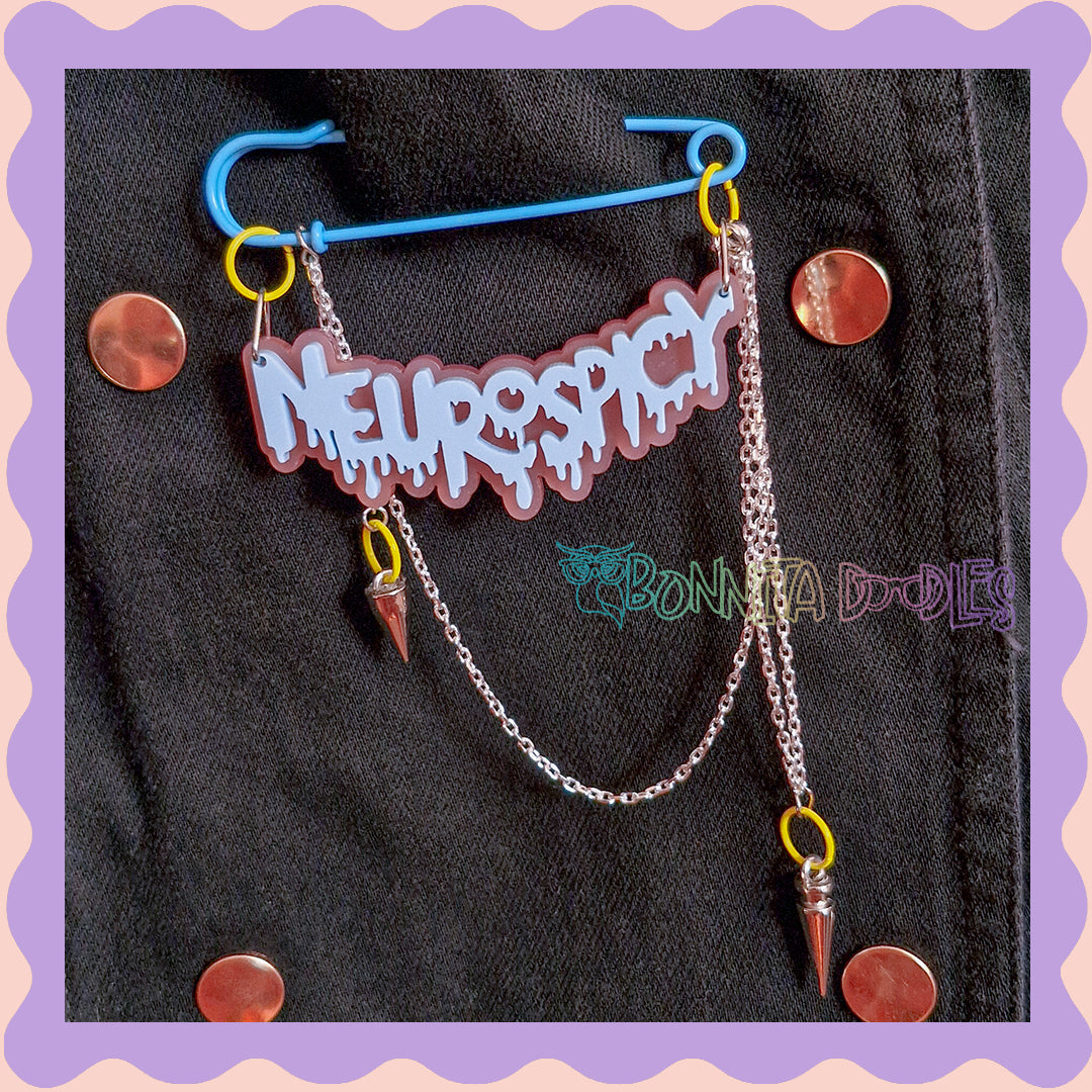 Blue & Pink | Neurospicy | Handmade 75 blue pin