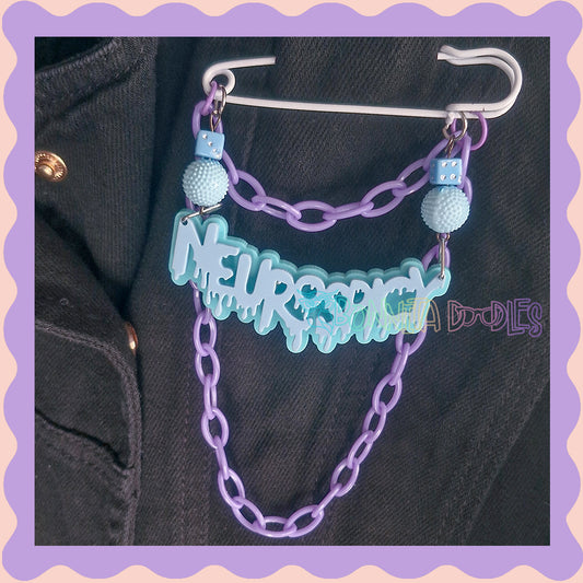 Blue & Purple | Neurospicy | Handmade 75mm white pin