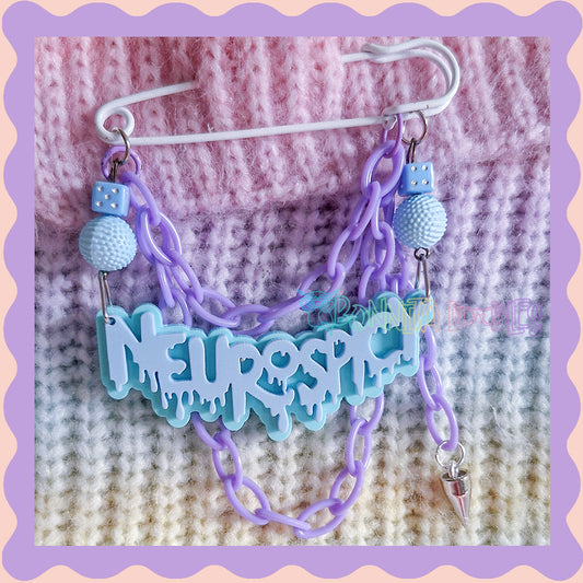 Blue & Purple | Neurospicy | Handmade 75mm white pin