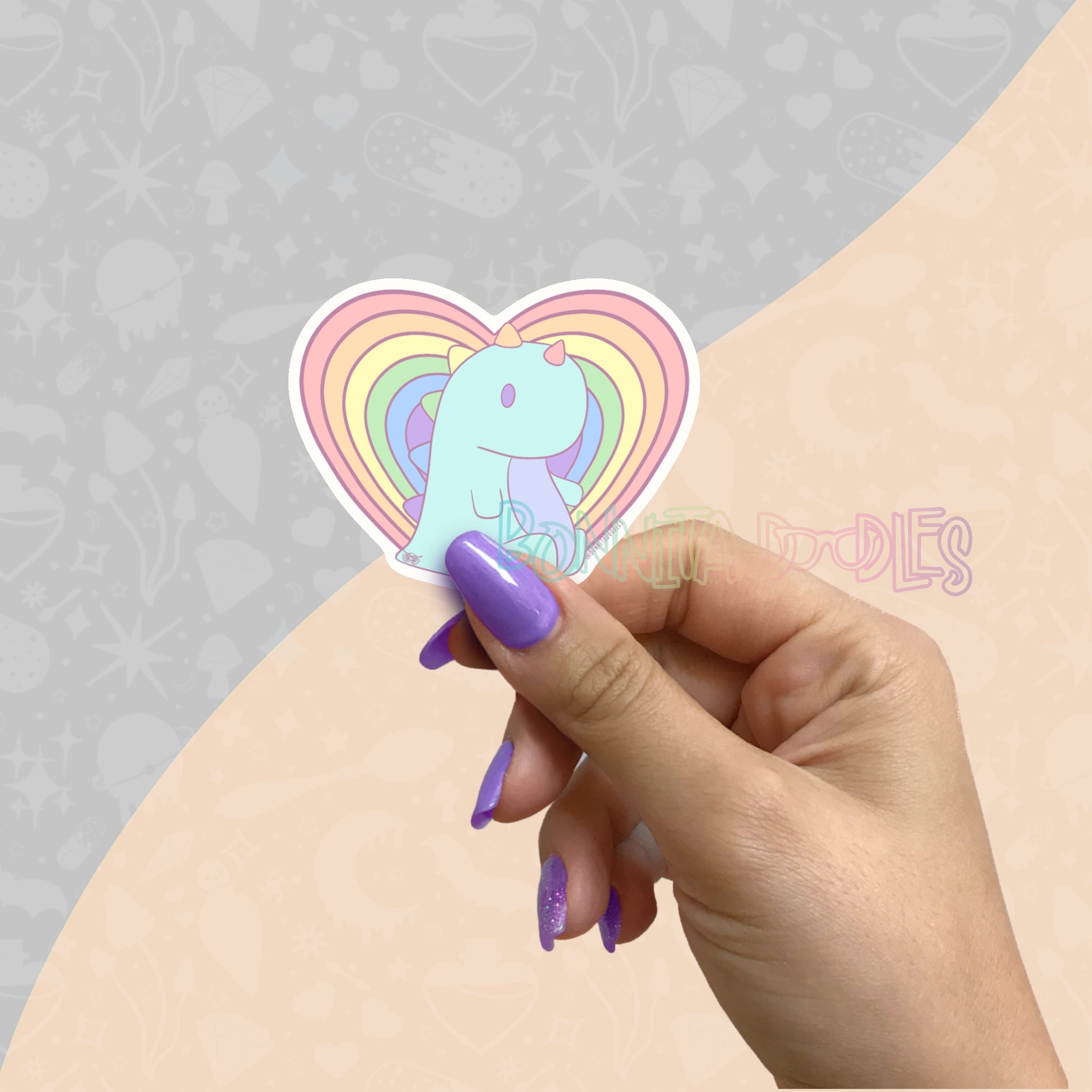 Pippa the Pridosaur Heart | Medium matt vinyl sticker