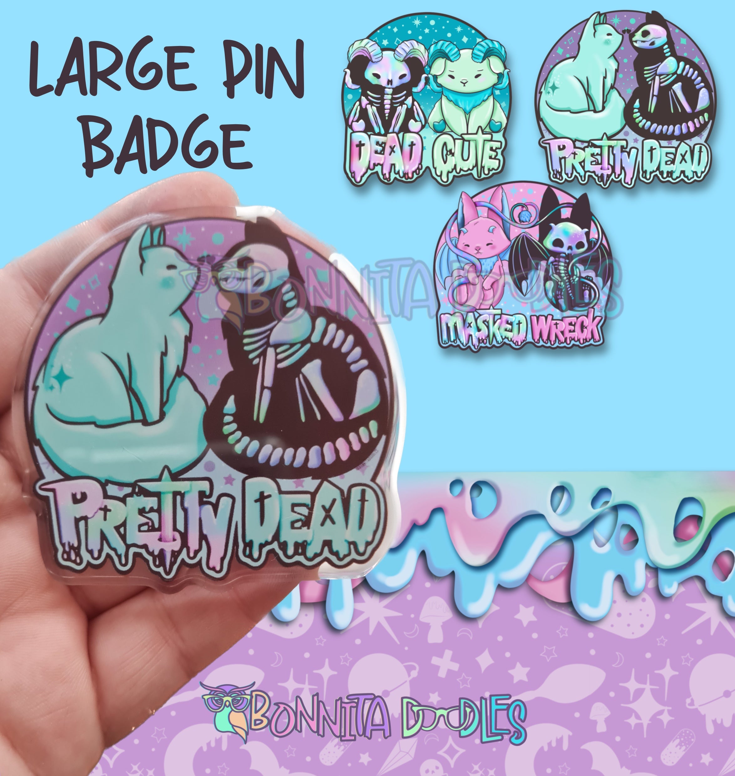 Large Acrylic Pin Badge - 3 designs available