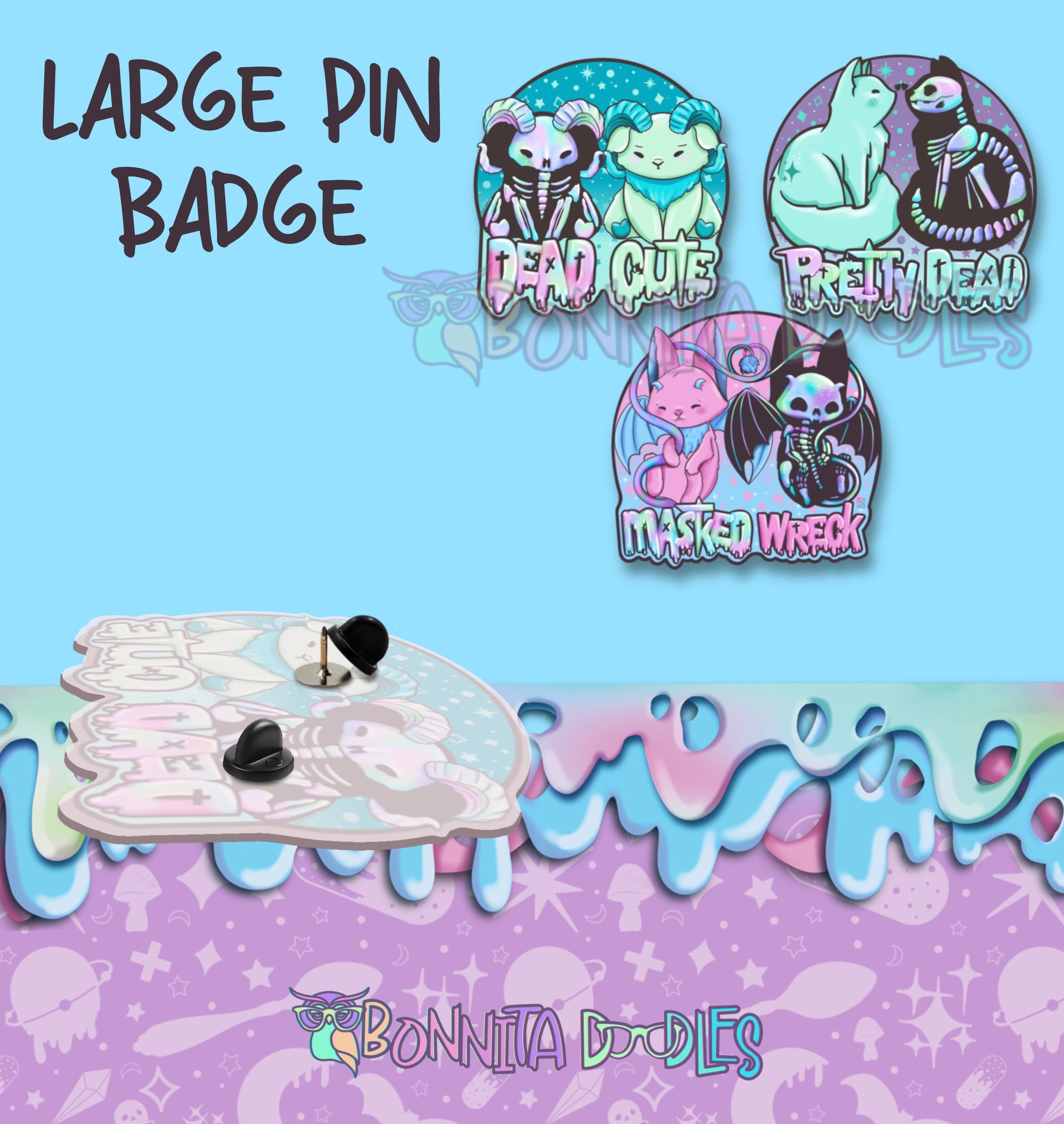 Large Acrylic Pin Badge - 3 designs available