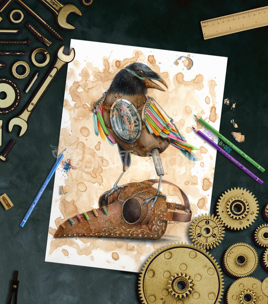 Raven Steampunk Air - art home decor print