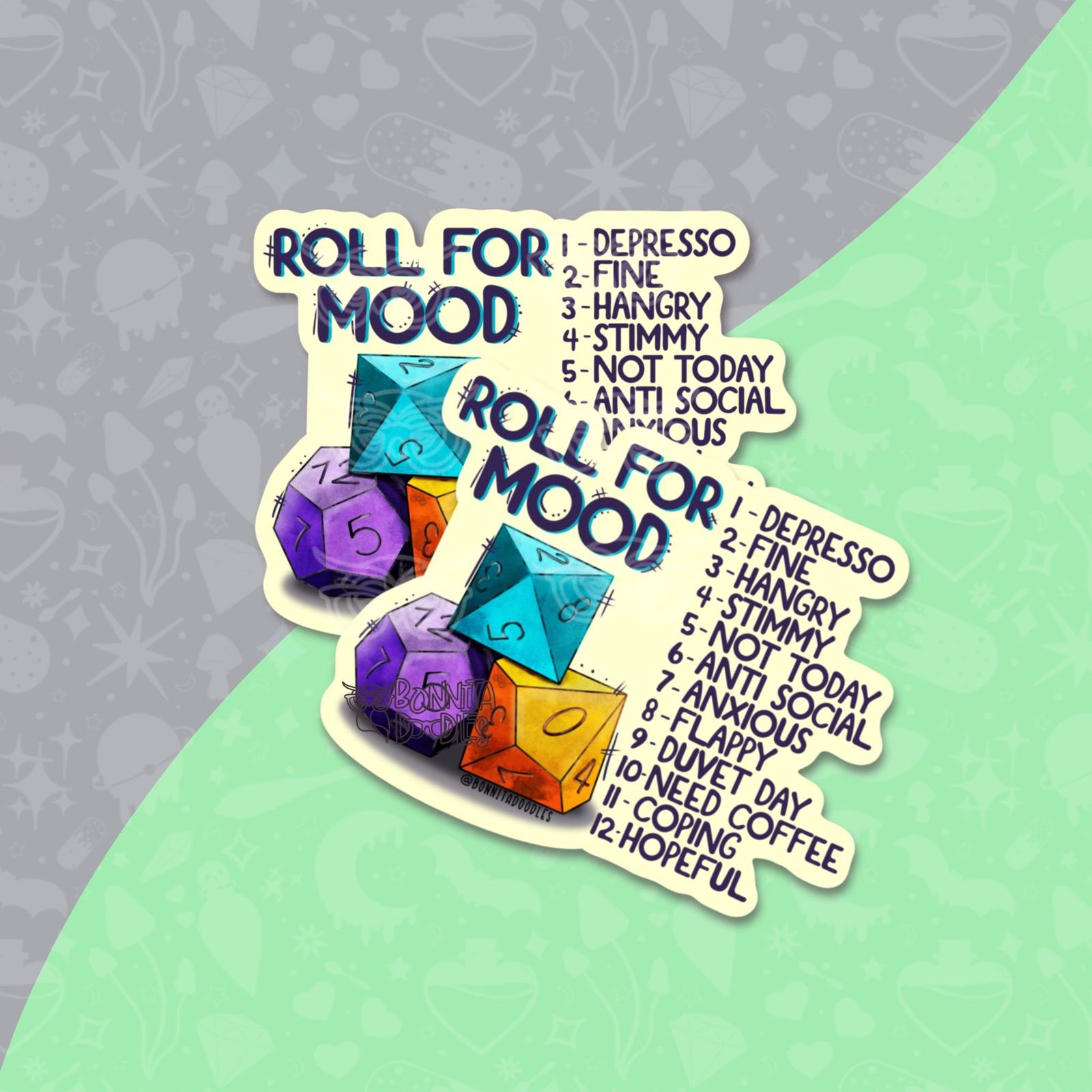 Roll for mood D&D Dice | Large vinyl sticker