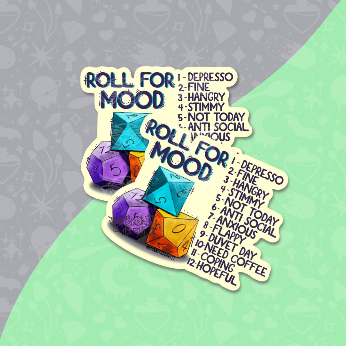 Roll for mood D&D Dice | Large vinyl sticker