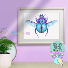 Sapphire | Stag Beetle | Original Drawing