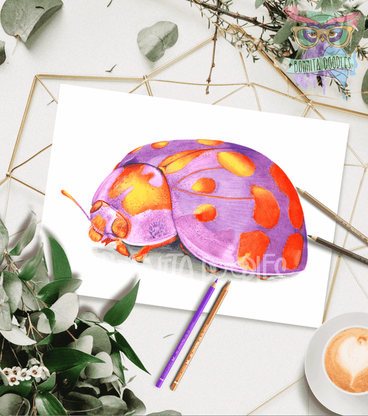 Amethyst Ladybug - art print, home decor