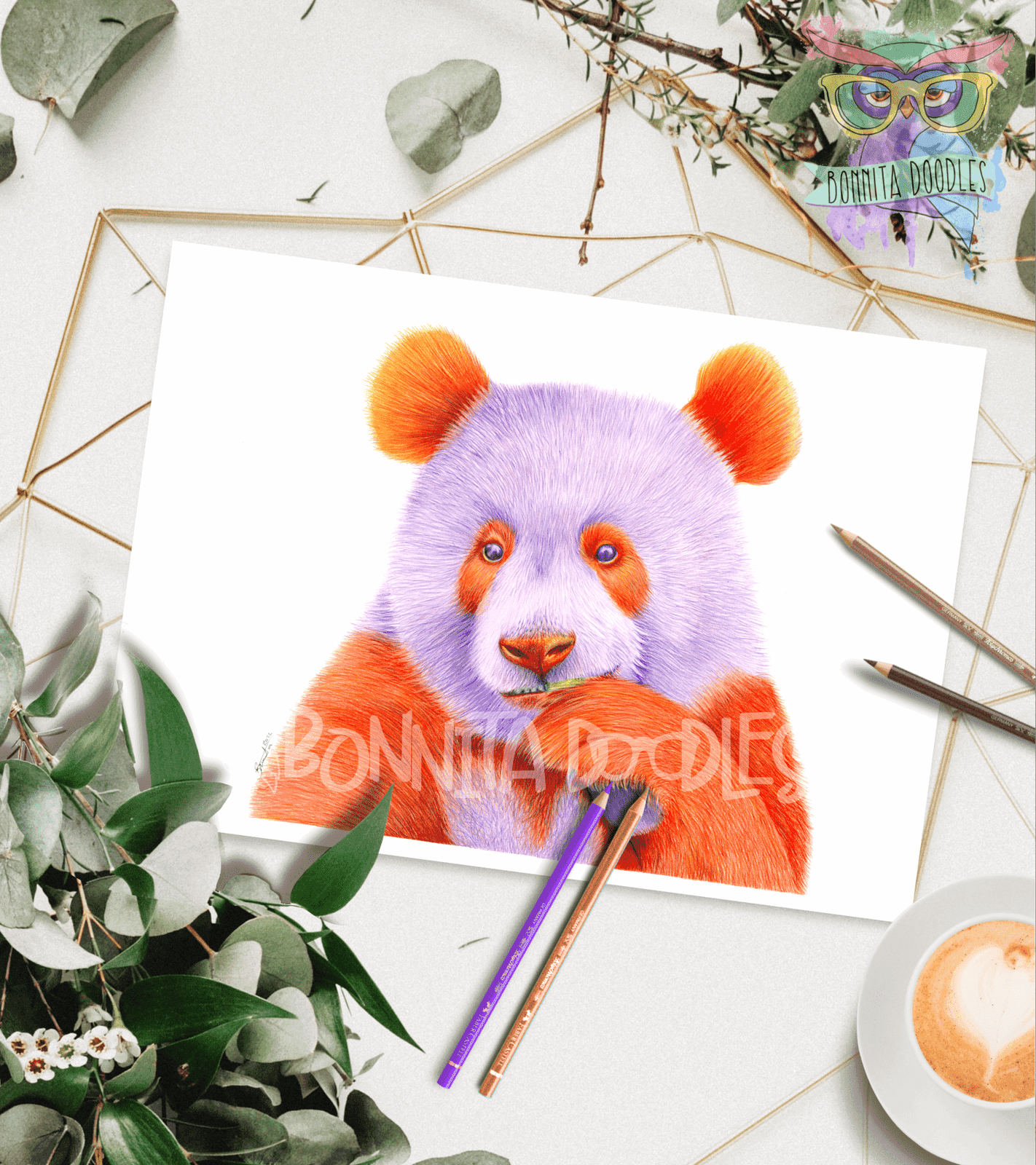 Amethyst Panda - art print, home decor