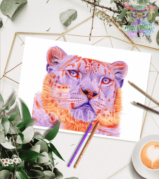 Amethyst Snow leopard - art print, home decor