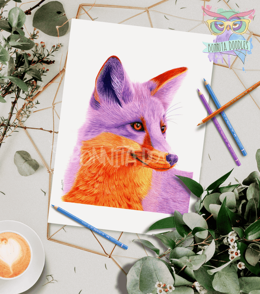 Amethyst fox - art print, home decor