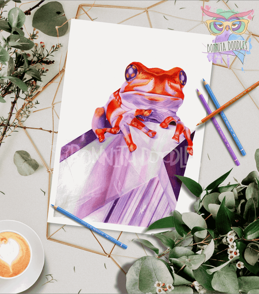 Amethyst Glass frog - art print, home decor