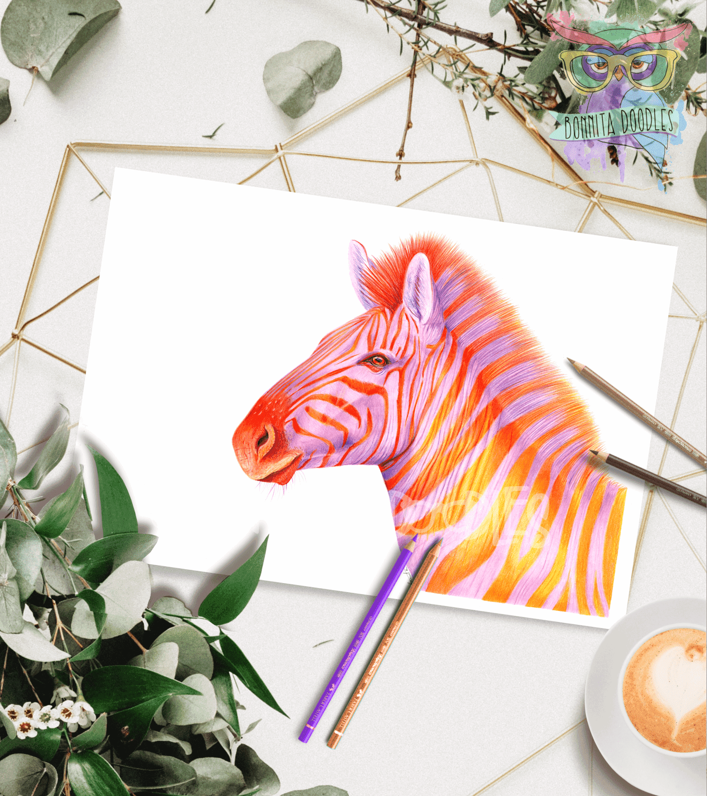 Amethyst Zebra - art print, home decor