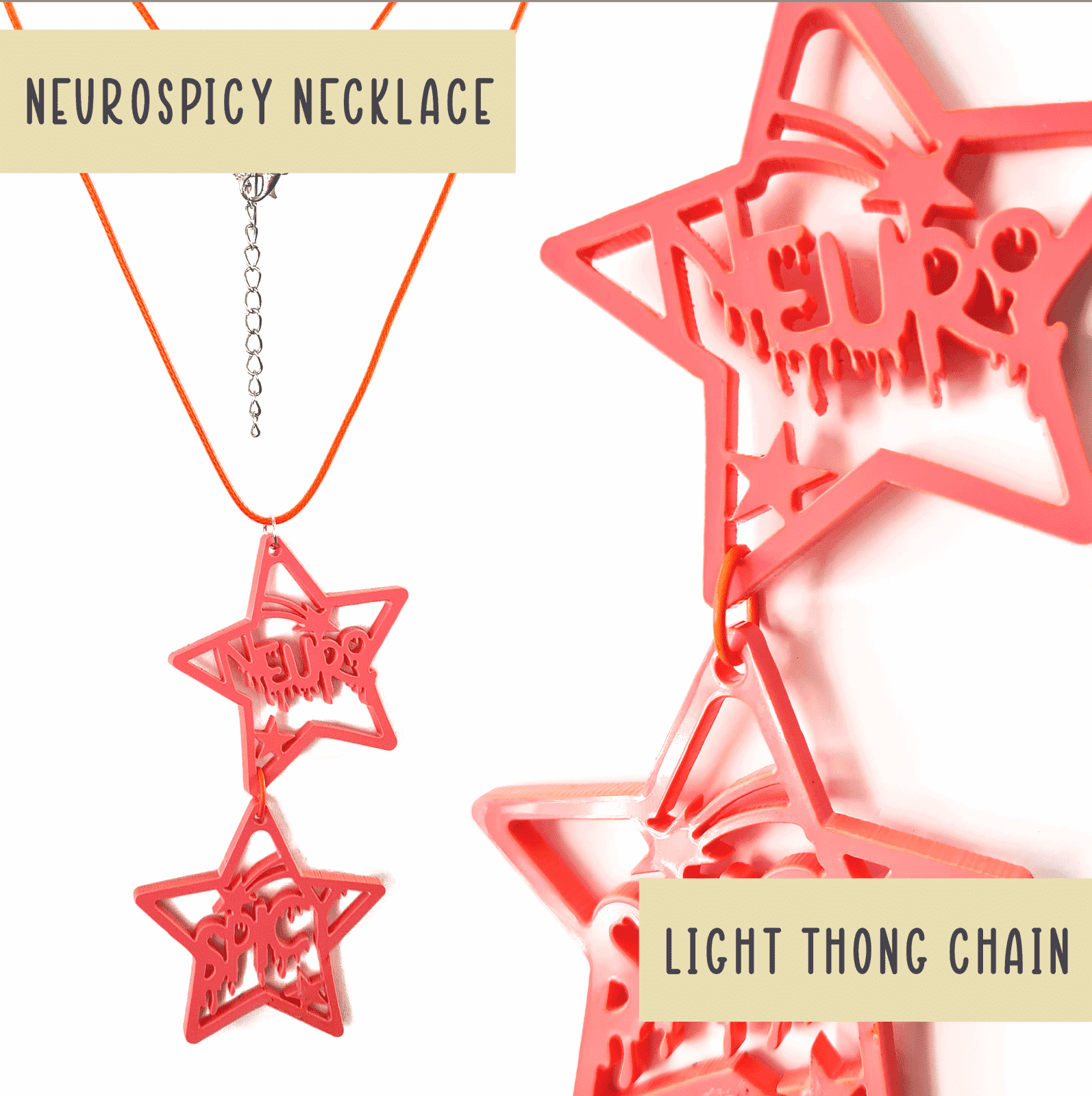 Neurospicy drop star colourful necklace - Handmade Jewellery