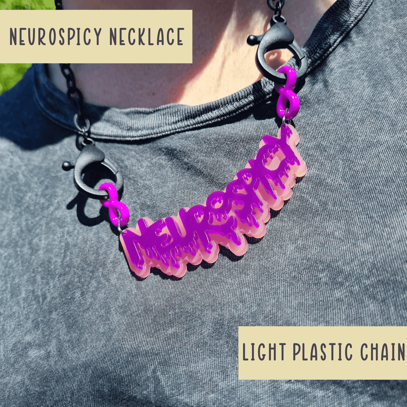 Neurospicy chunky colourful necklace - SMALL - Handmade gifts