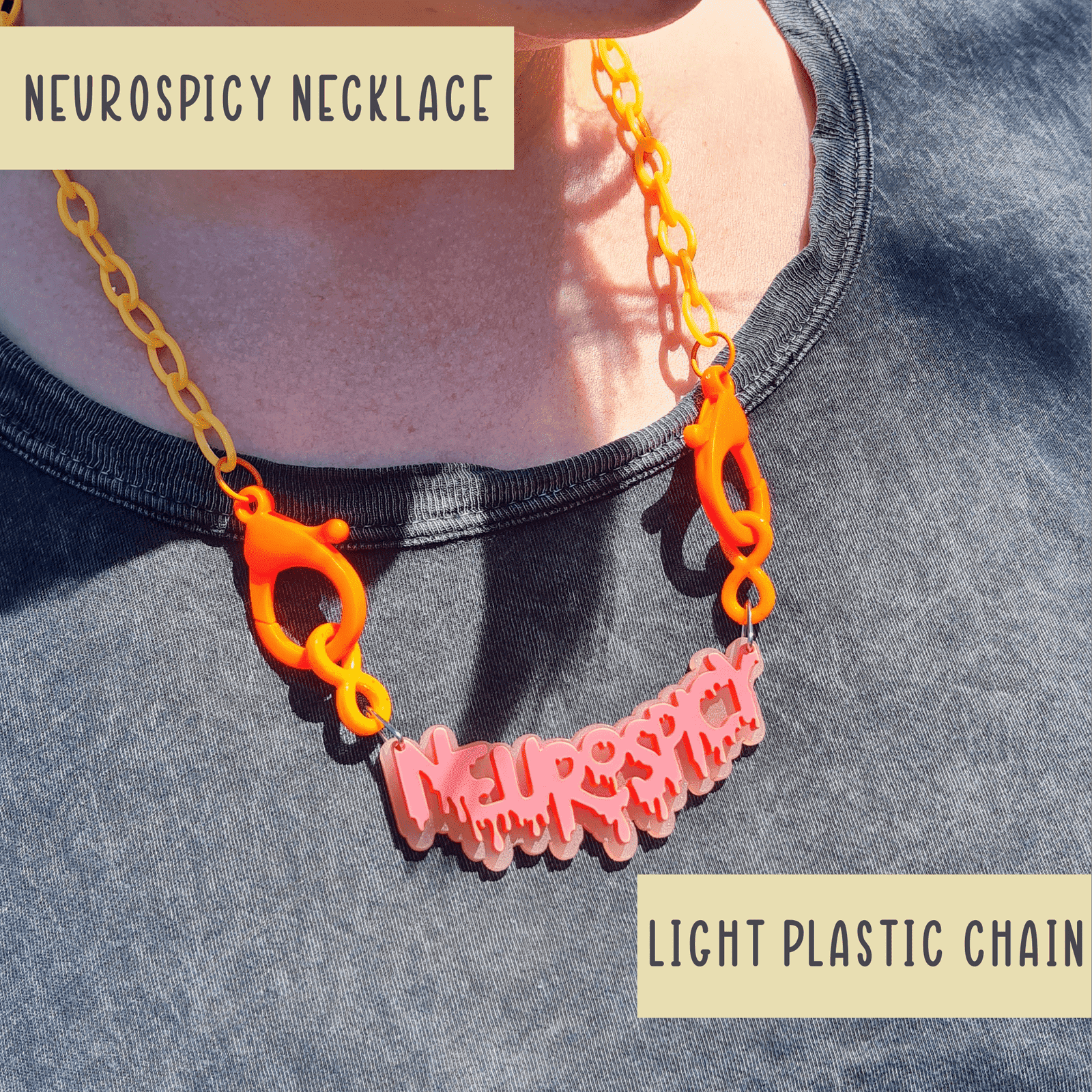 Neurospicy chunky colourful necklace - SMALL - Handmade gifts