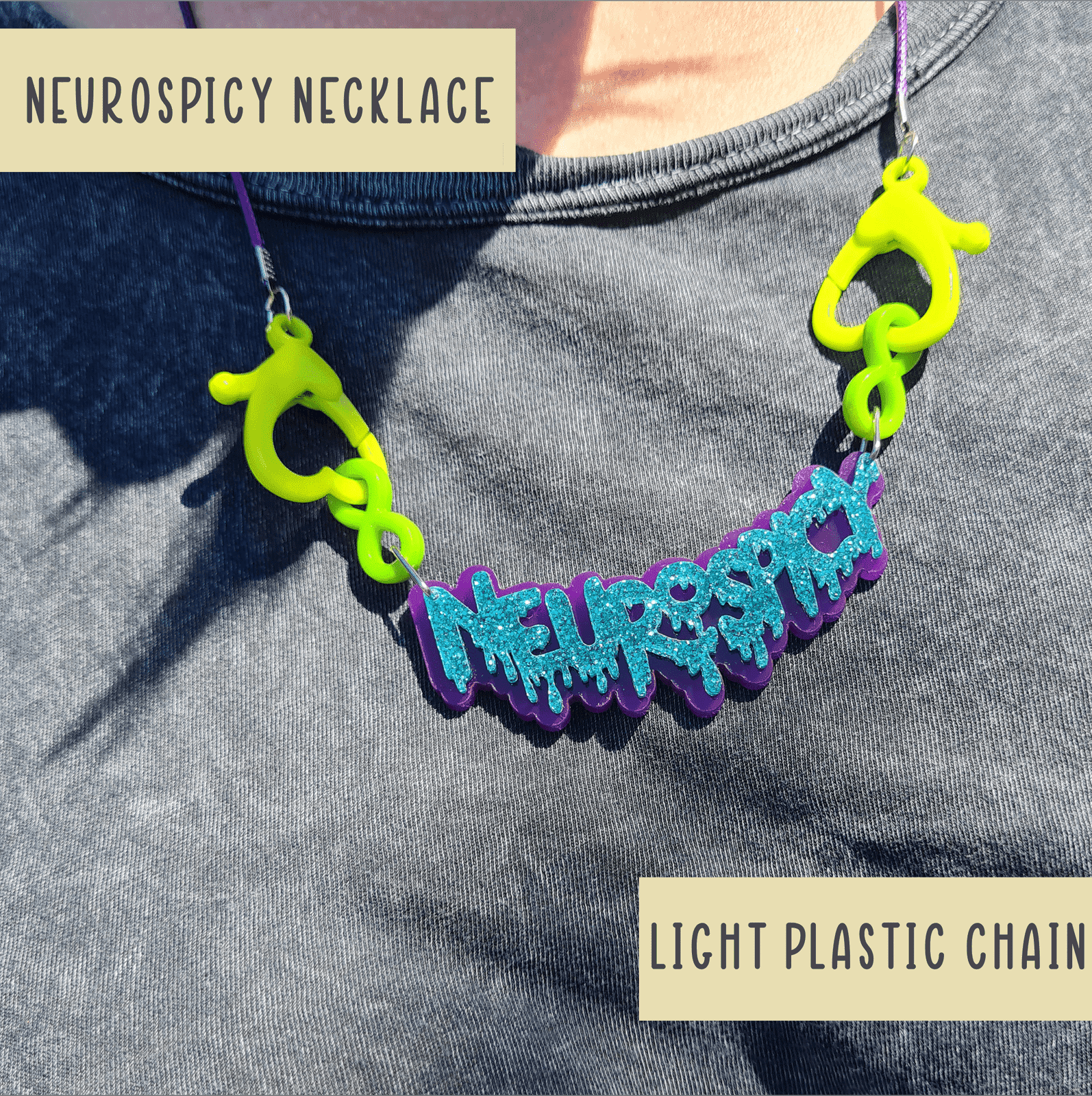 Neurospicy chunky colourful necklace - SMALL - Handmade gifts