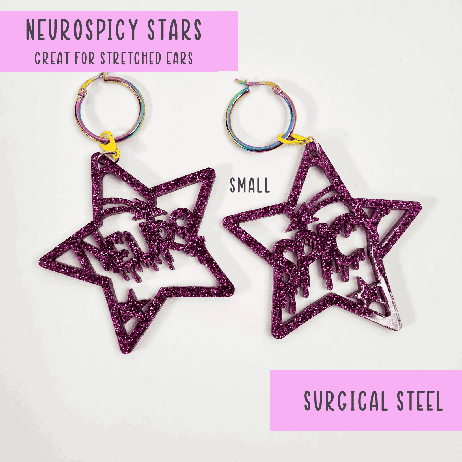 Neurospicy earrings great for stretched ears - MIXED SIZES