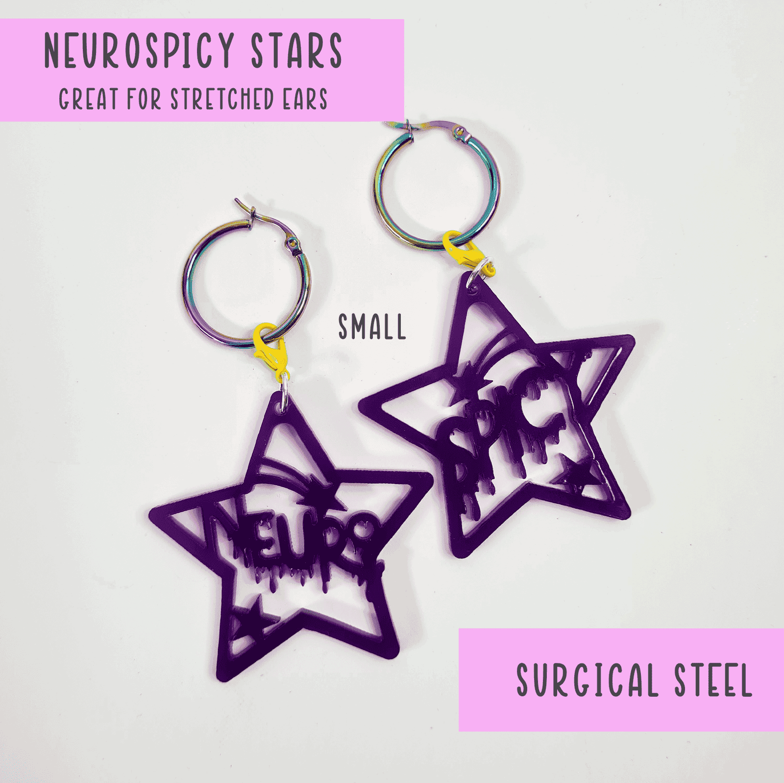 Neurospicy earrings great for stretched ears - MIXED SIZES