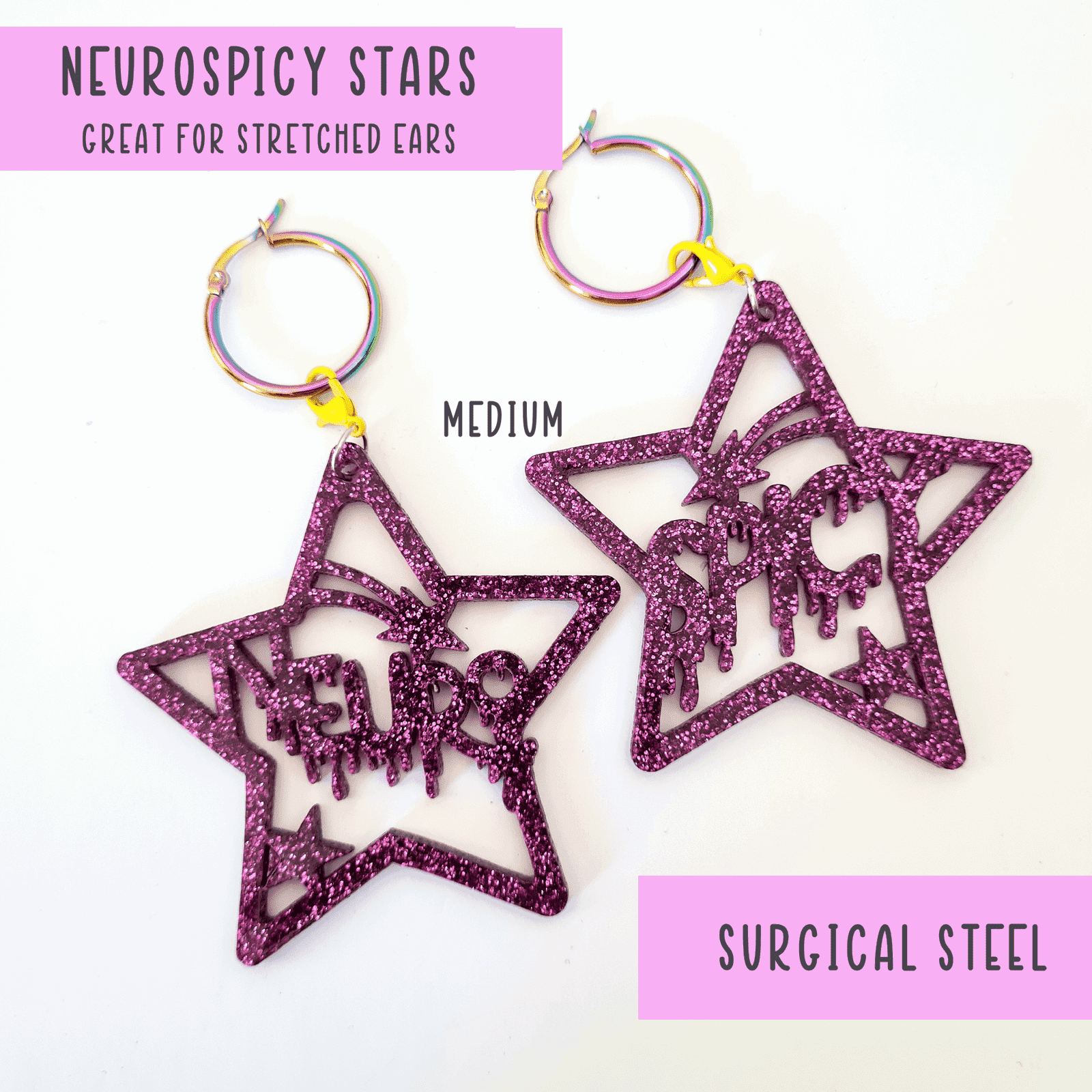 Neurospicy earrings great for stretched ears - MIXED SIZES