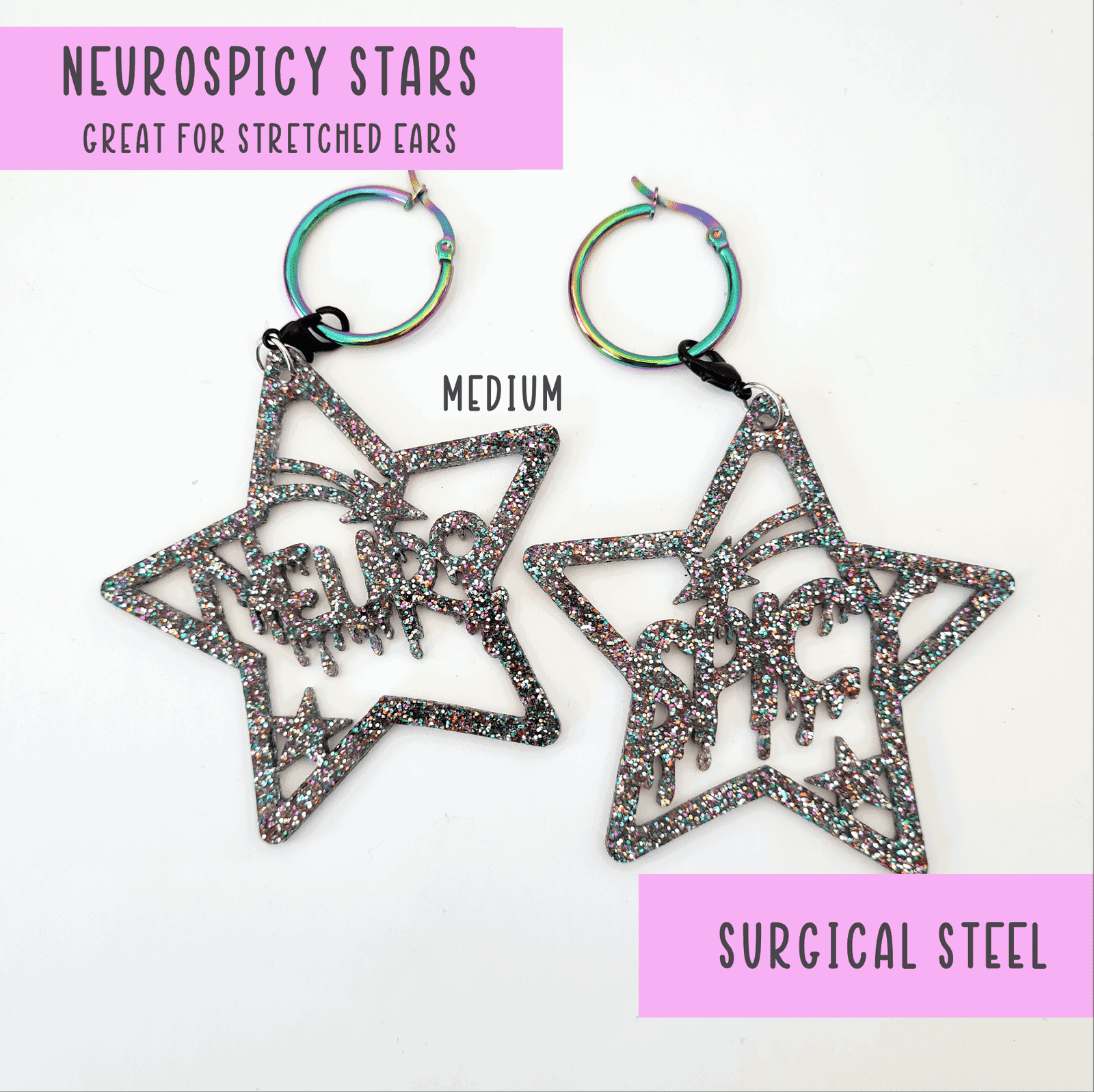 Neurospicy earrings great for stretched ears - MIXED SIZES