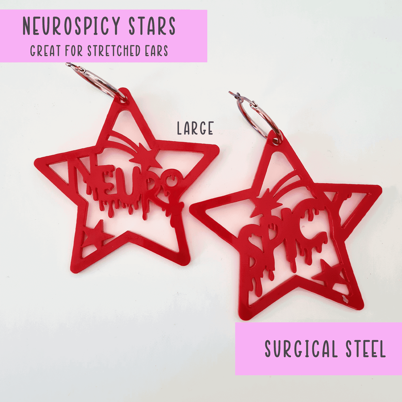 Neurospicy earrings great for stretched ears - MIXED SIZES