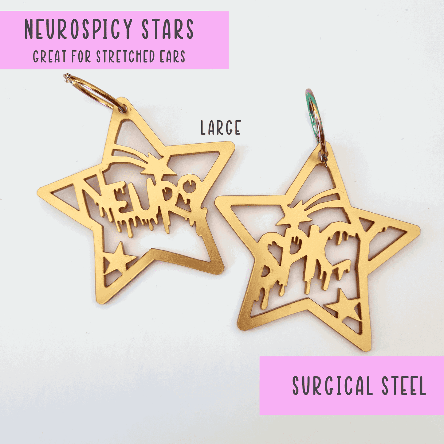 Neurospicy earrings great for stretched ears - MIXED SIZES