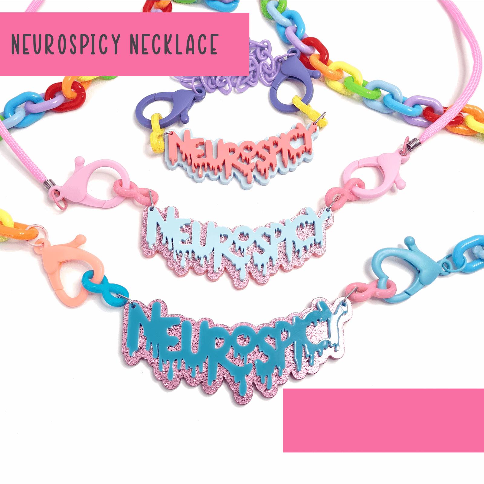 Neurospicy chunky colourful necklace - SMALL - Handmade gifts