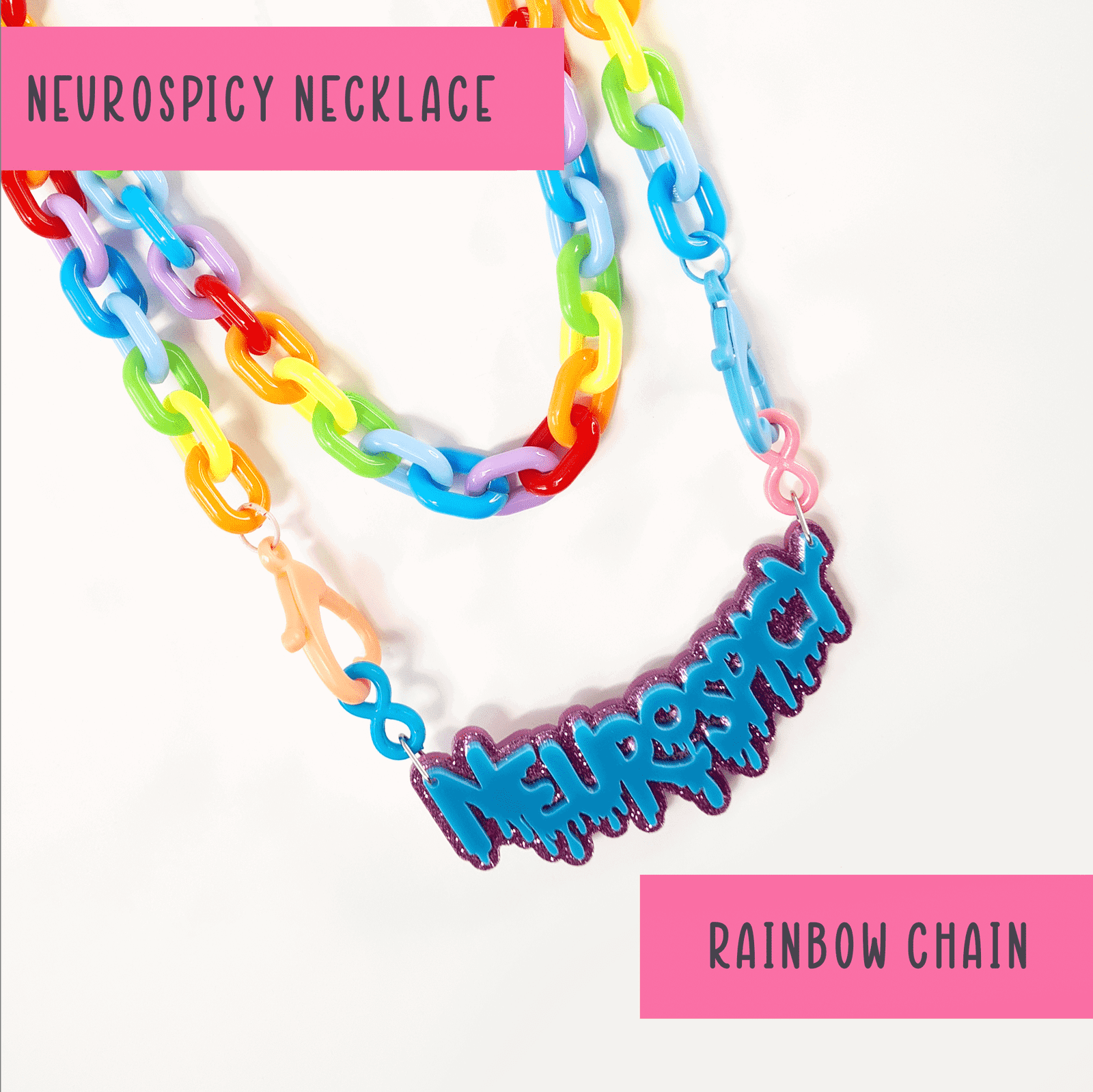 Neurospicy chunky colourful necklace - LARGE - Handmade gifts
