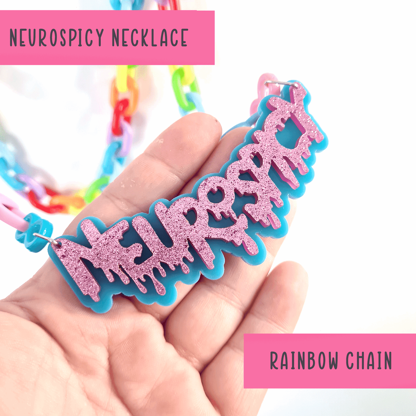 Neurospicy chunky colourful necklace - LARGE - Handmade gifts